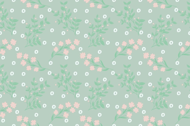 Green red flowers plant leaves Card pattern design print wallpaper Background pattern Vector