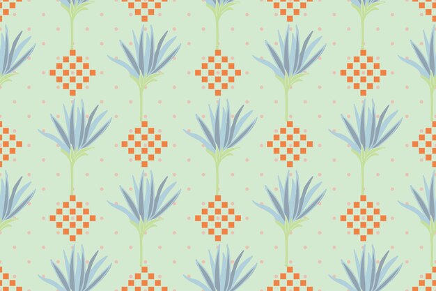 Green red flowers plant leaves graphic design wallpaper background pattern set free vector