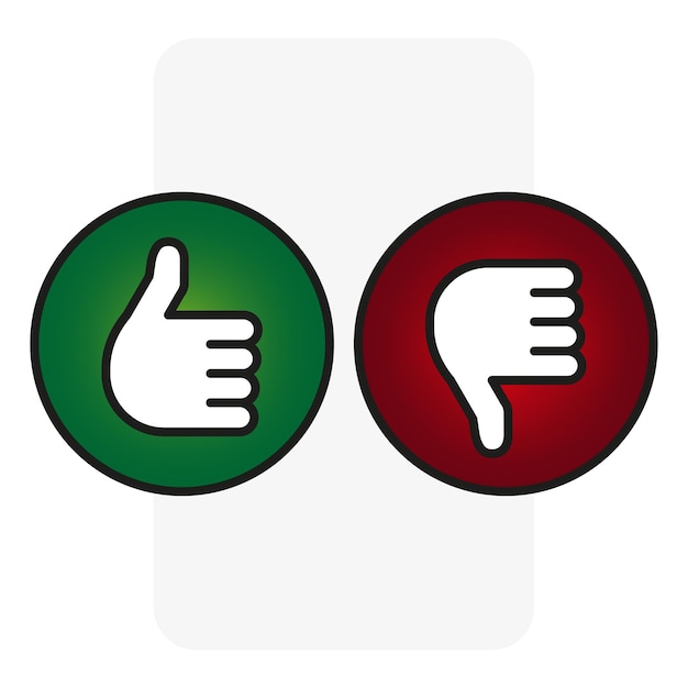 Green red like dislike in flat style. social media like icon concept. vector illustration.