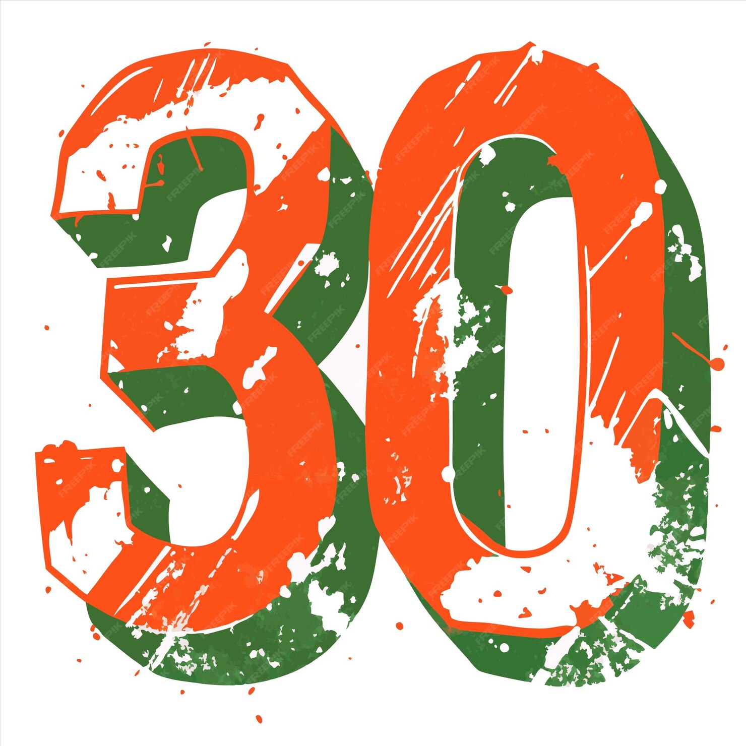 A green and red number 30 is painted on a white background Premium AI