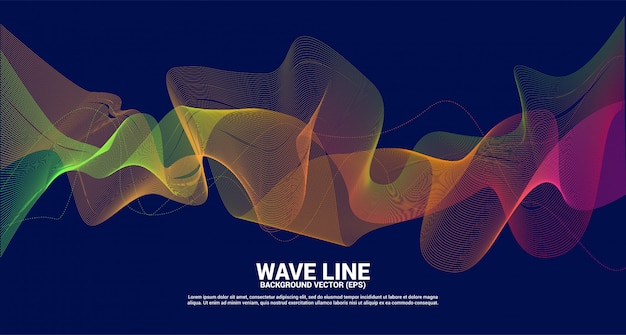 Green red sound wave line curve on dark