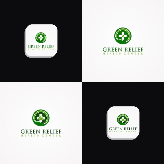 green relief medical logo design illustrator template