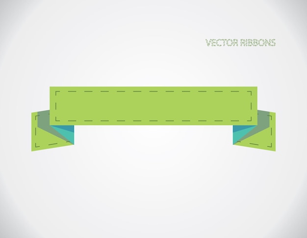 灰色の背景に分離された緑のリボン バナー