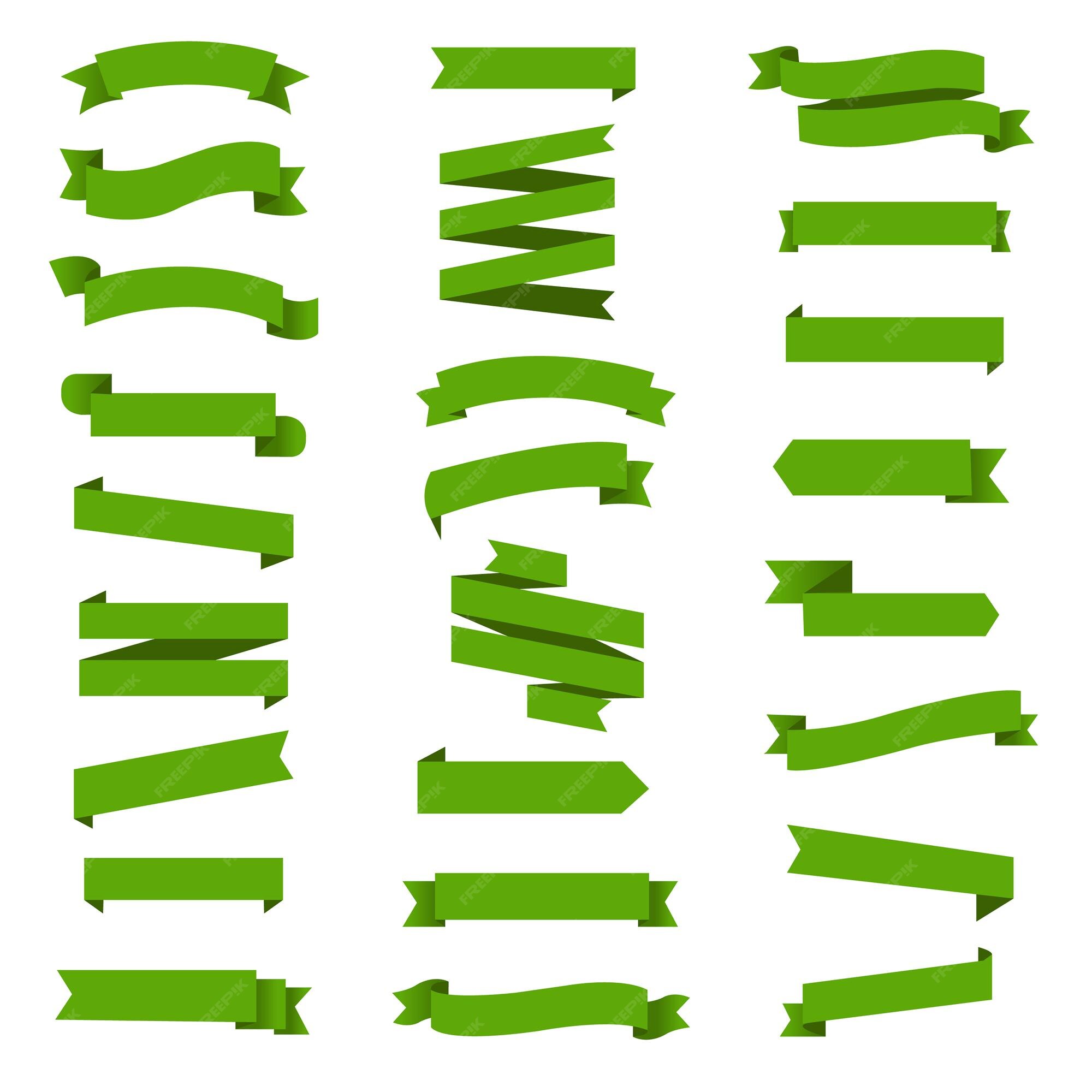 Premium Vector | Green ribbon set