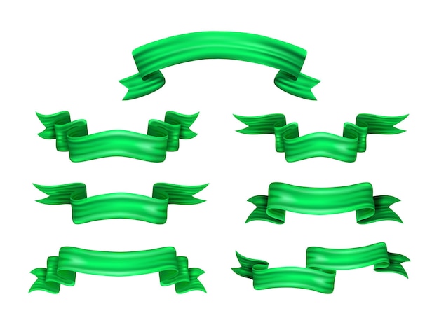 Иллюстрация векторного набора дизайна зеленых лент