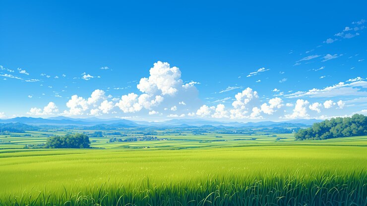 田舎の緑の米畑