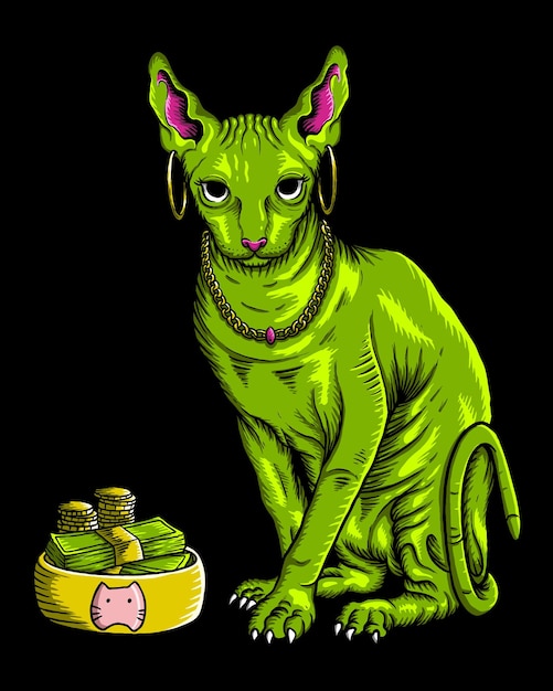 Green rich anubis cat pet