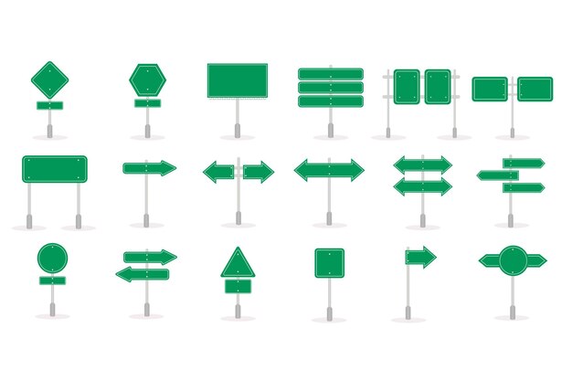 Green road signs vector illustration