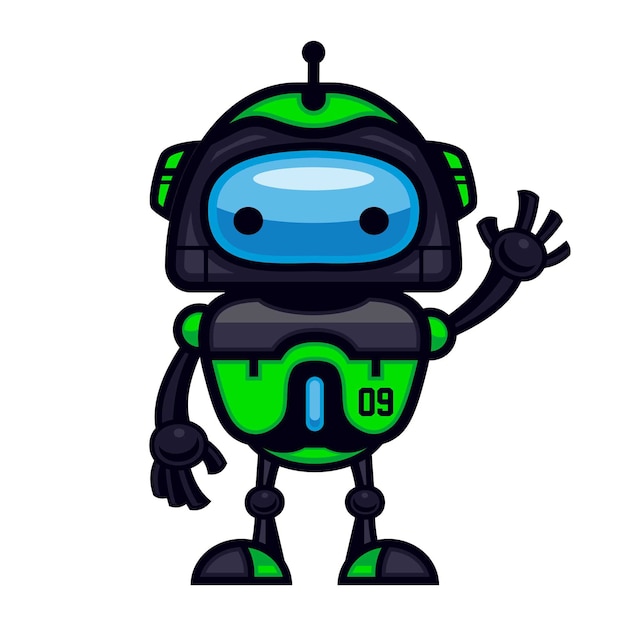 Vector green robot mascot design