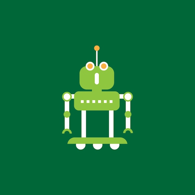 A green robot with a white face and the words robot on the bottom.