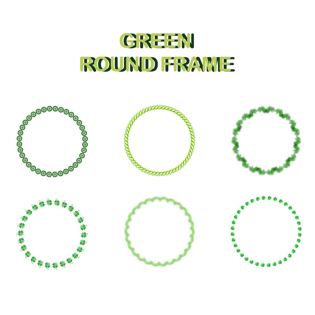 Vector green round frame set clip art