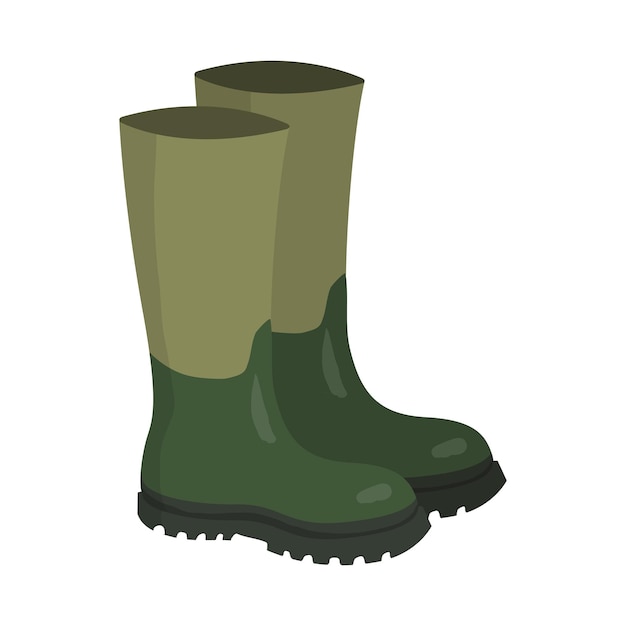 Vector green rubber hunters and fisherman high boots