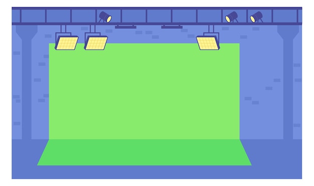 Vettore scena sullo schermo verde chroma chiave dietro le quinte per la produzione cinematografica