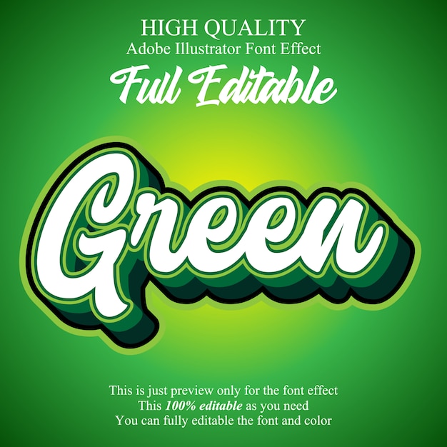 Green script editable typography font effect