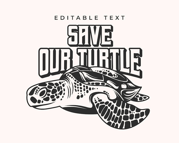 Vector green sea turtle silhouette illustration