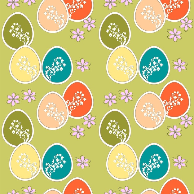 Green seamless background of Easter eggs