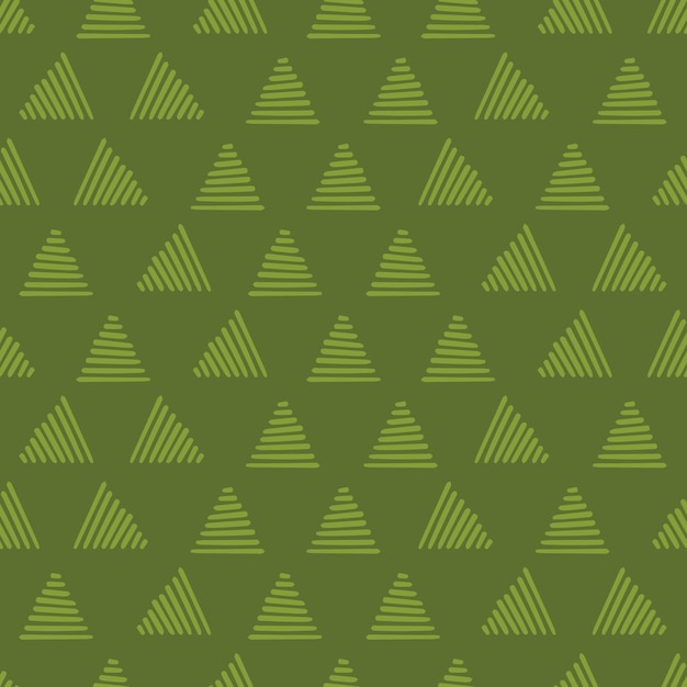 Green seamless pattern with doodle triangles