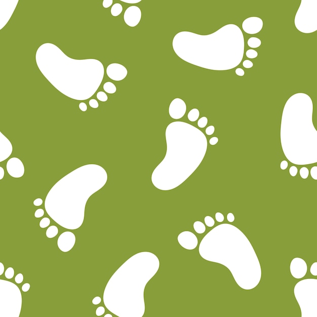 Vector green seamless pattern with human feet