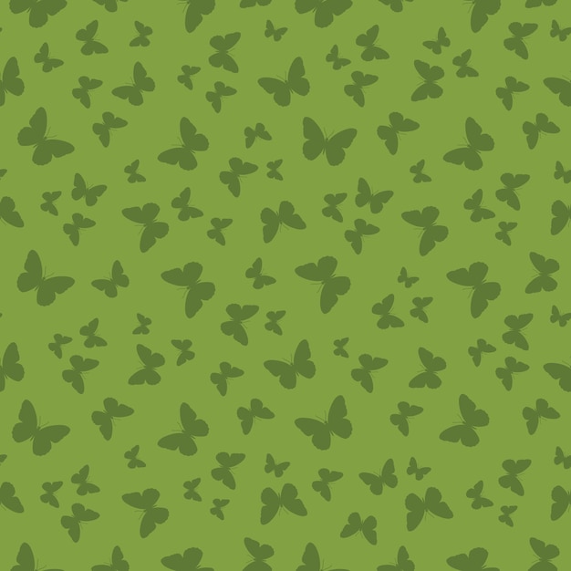 Green seamless pattern with small butterfly