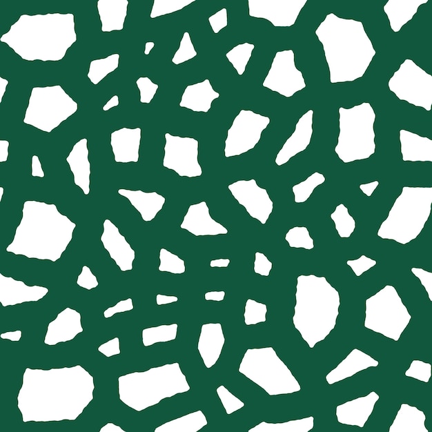 Green seamless pattern with white organic shapes