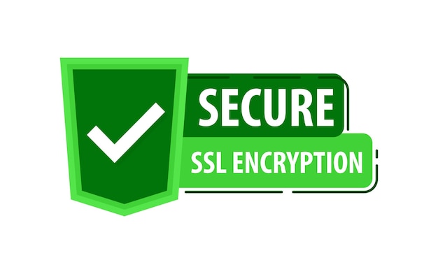 Vettore green secure checkmark badge che illustra la crittografia ssl per la navigazione e le transazioni internet sicure