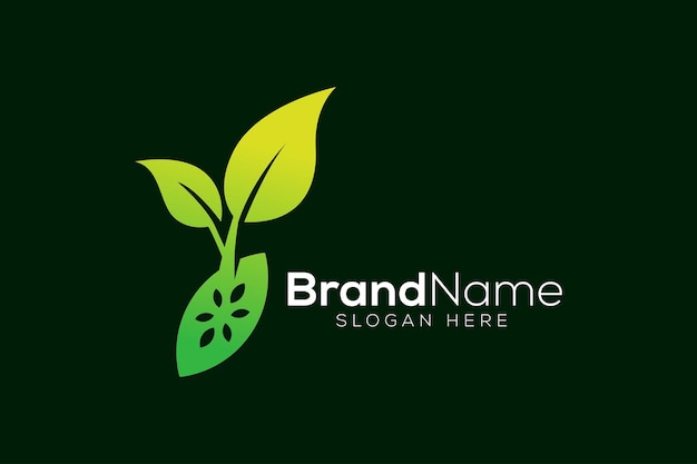 Green seed leaf logo design