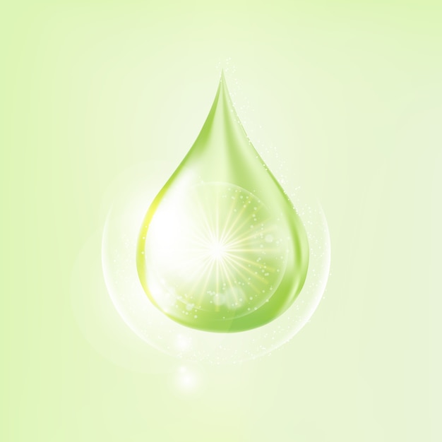 Green serum drop for beauty and cosmetic concept