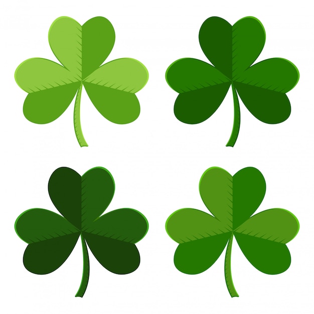 Green set of leaf clover icons.   illustration