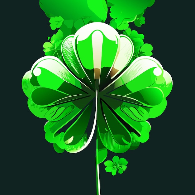 하 배경 터 일러스트레이션에 분리 된 녹색 shamrock 잎 아이콘