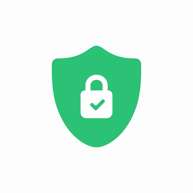 green shield lock icon vector illustration