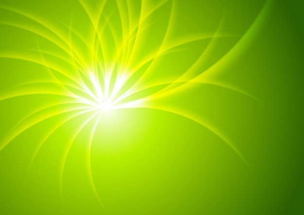 Green shiny abstract beams vector background