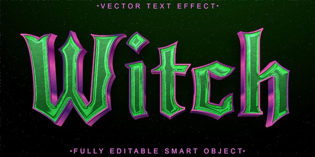 Green shiny witch vector volledig bewerkbaar smart object text effect