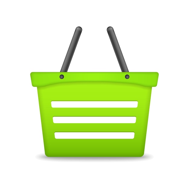 Green shopping basket icon on white background vector eps10 illustration
