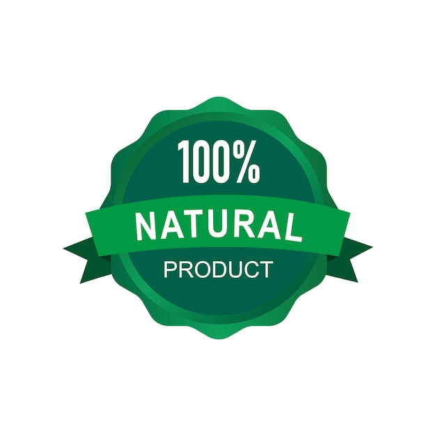 Vector a green sign hundred parcent natural product