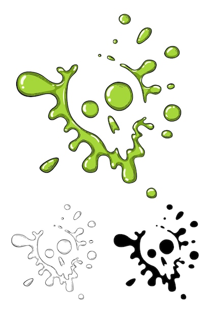 Illustrazione verde di vettore della siluetta del cranio splash