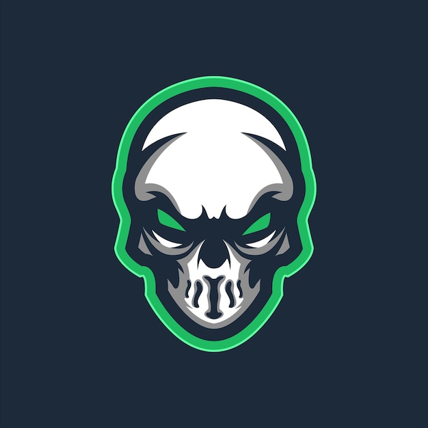 Green skull with free vector