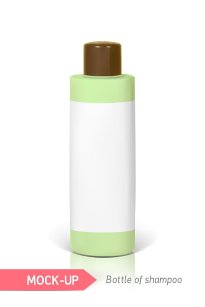 Vector green small bottle of shampoo with label