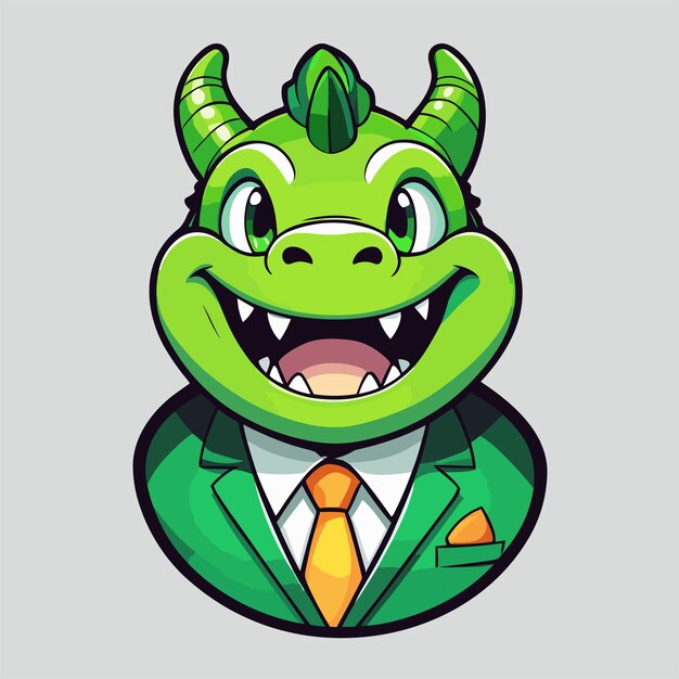 Green smile dragon businessman