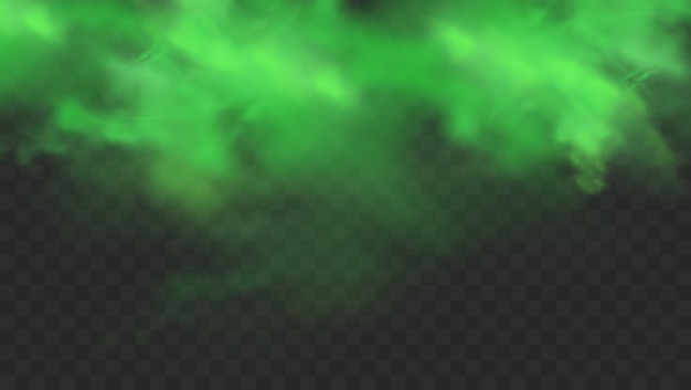 Vector green smoke isolated. magic mist cloud, chemical toxic gas, steam waves.