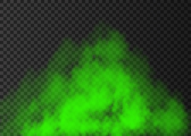 Vector green smoke  isolated on transparent background.  steam special effect.  realistic  colorful vector fire fog  or mist texture.