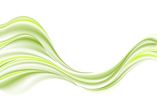 Vector green smooth waves on white background