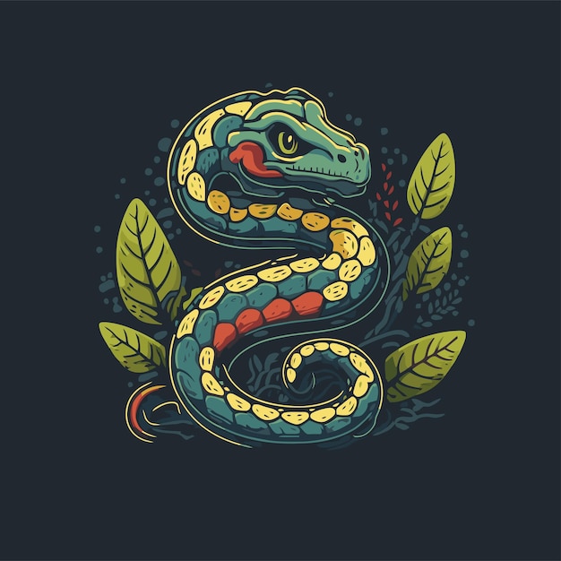 Distintivo della mascotte del logo del personaggio strisciante del serpente verde in stile cartone animato