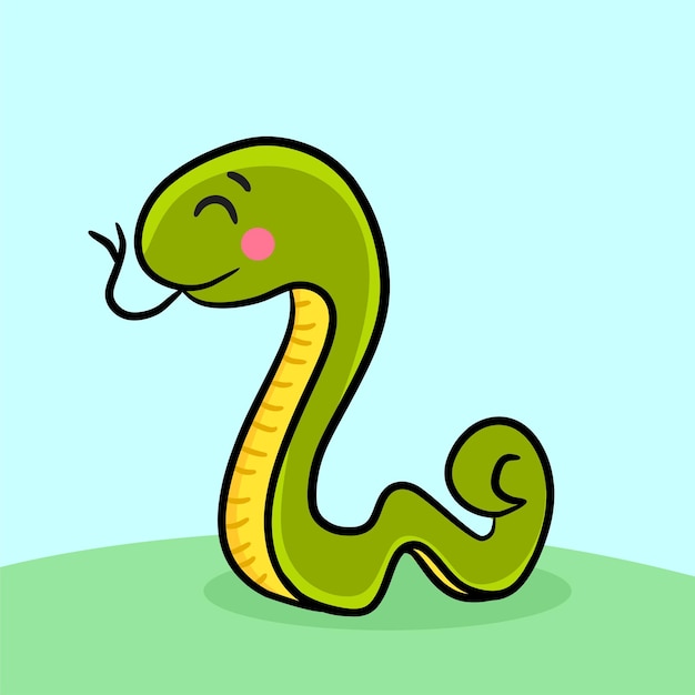 Green snake drawing cartoon