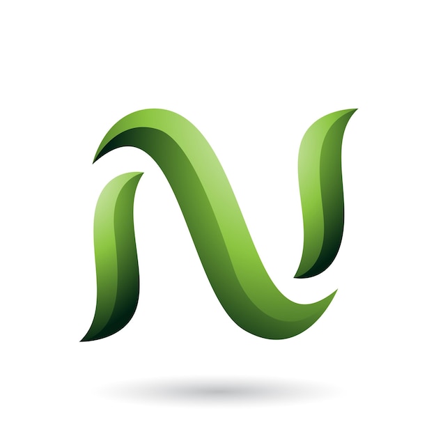 Векторная иллюстрация буквы N в форме зеленой змеи