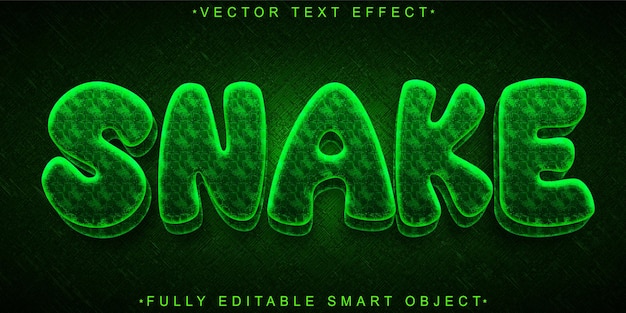 green snake vector fully editable smart object text effect