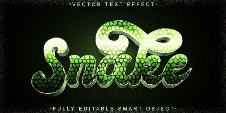 Vector green snake vector fully editable smart object text effect