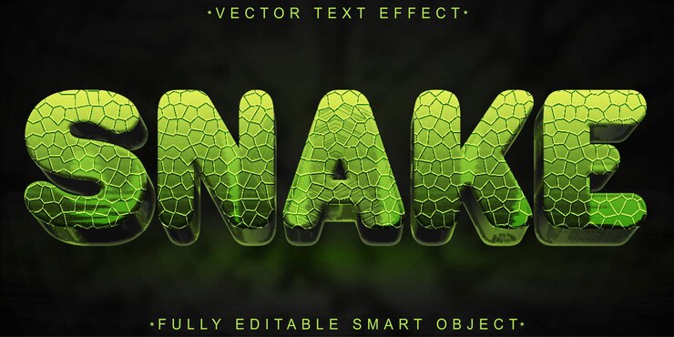 Vector green snake vector fully editable smart object text effect