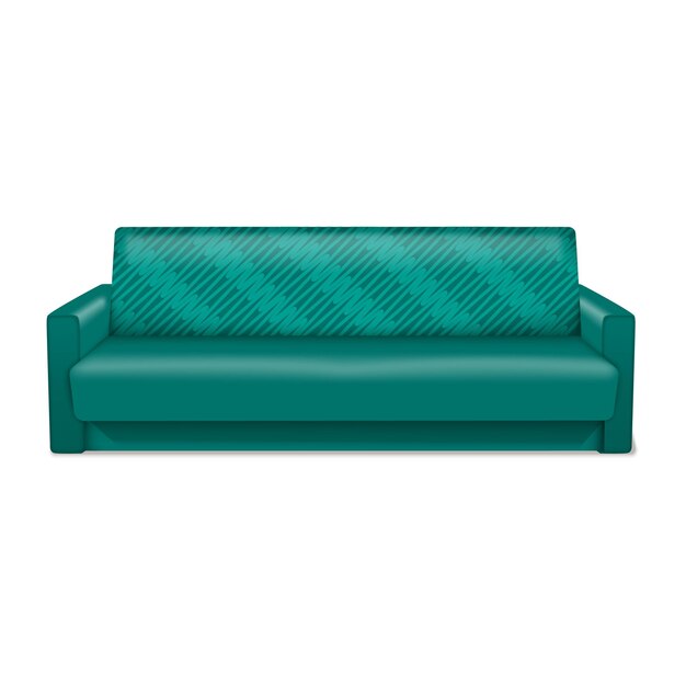 Green sofa icon Realistic illustration of green sofa vector icon for web design isolated on white background