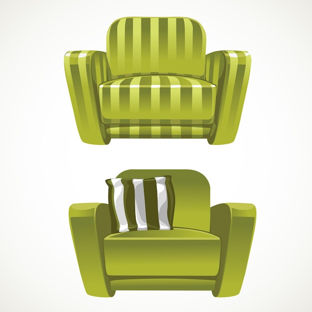 Vector green soft stripped armchair