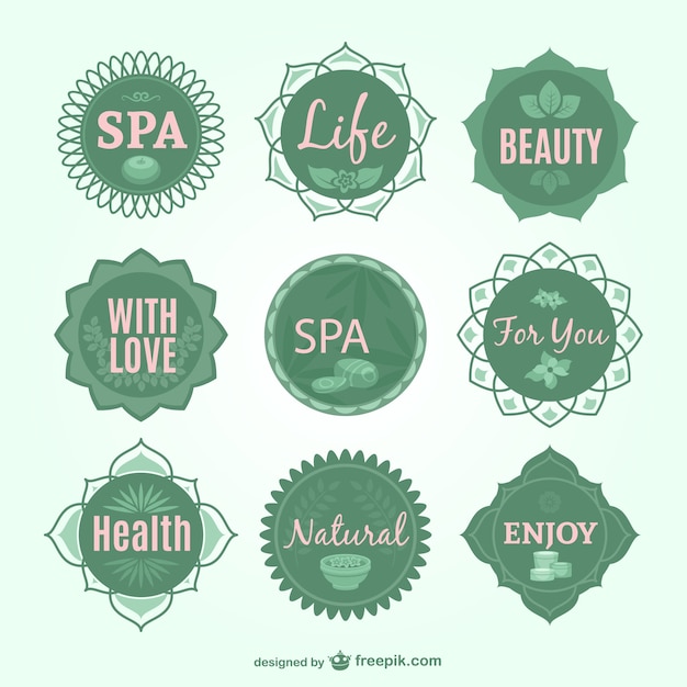 Vector green spa badges